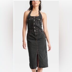 Universal Thread Black Denim halter Dress NWT size 2